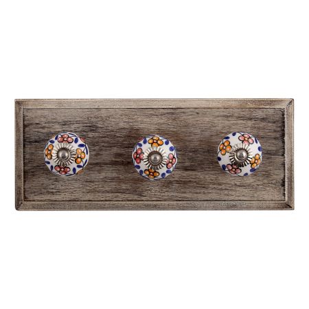 Mustard Red Tiny Ceramic Wooden Hooks